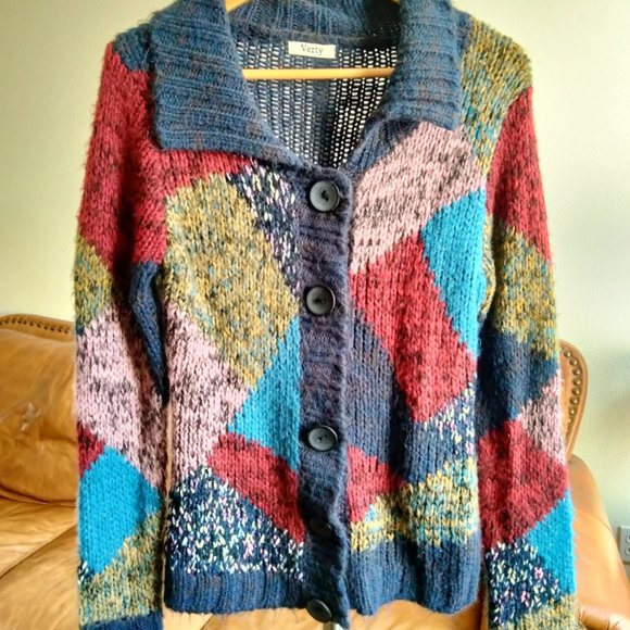 VERTY Funky Fall Multicolor Sweater Cardigan Size M - Picture 1 of 3